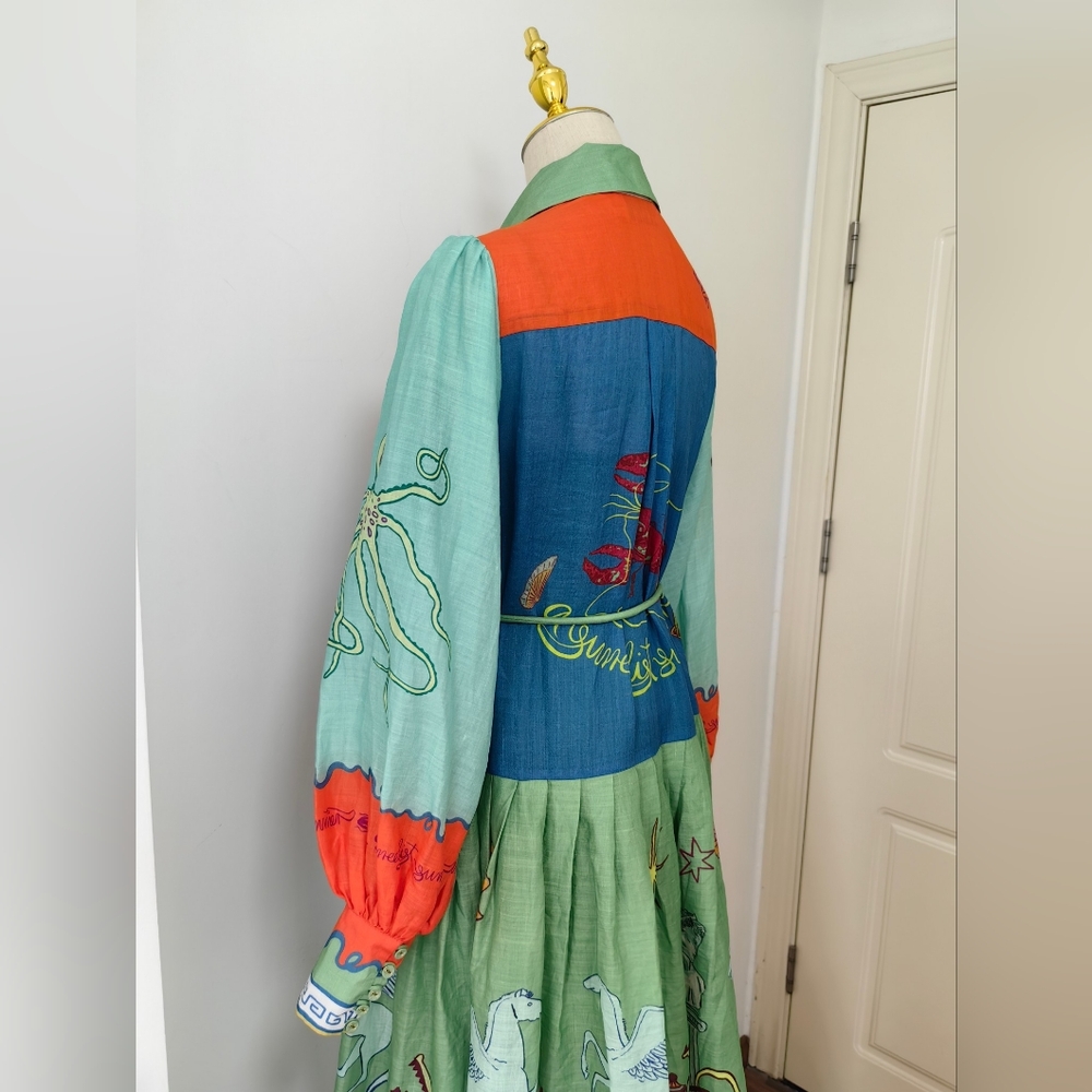 ALEMAIS surrealist summer ramie shirt dress - Picture 13 of 16